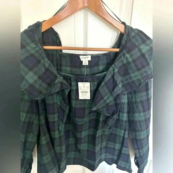 NWT J. Crew Flannel Squareneck Ruffle Top size Medium - Picture 6 of 7